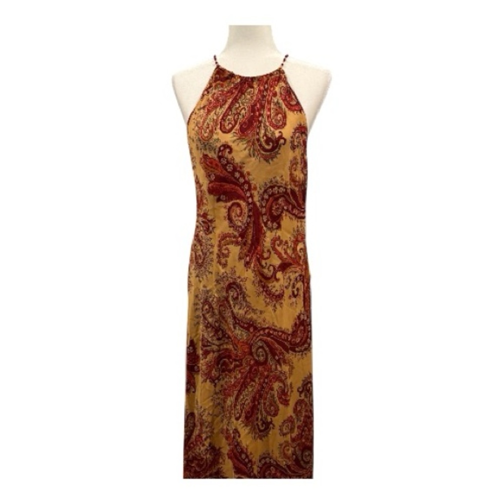 Silk  Halter Maxi Dress with beading on neckline - Picture 4 of 15